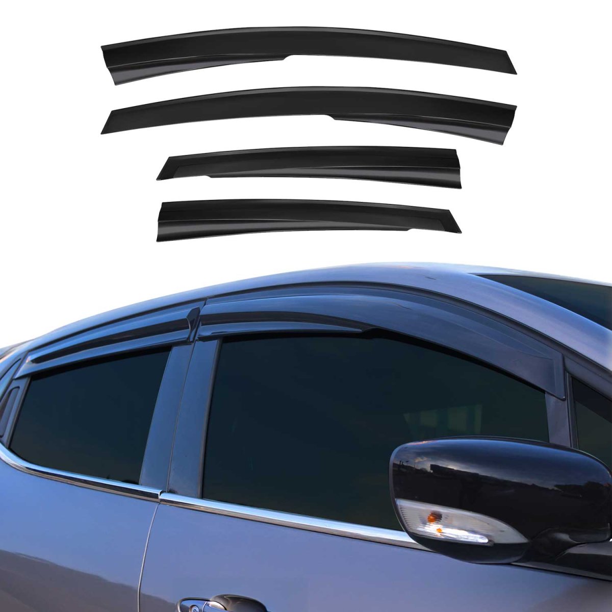 Ford Fiesta Wind Deflector - Omac - Acrylic 4 Pcs - Black - 2011-2019